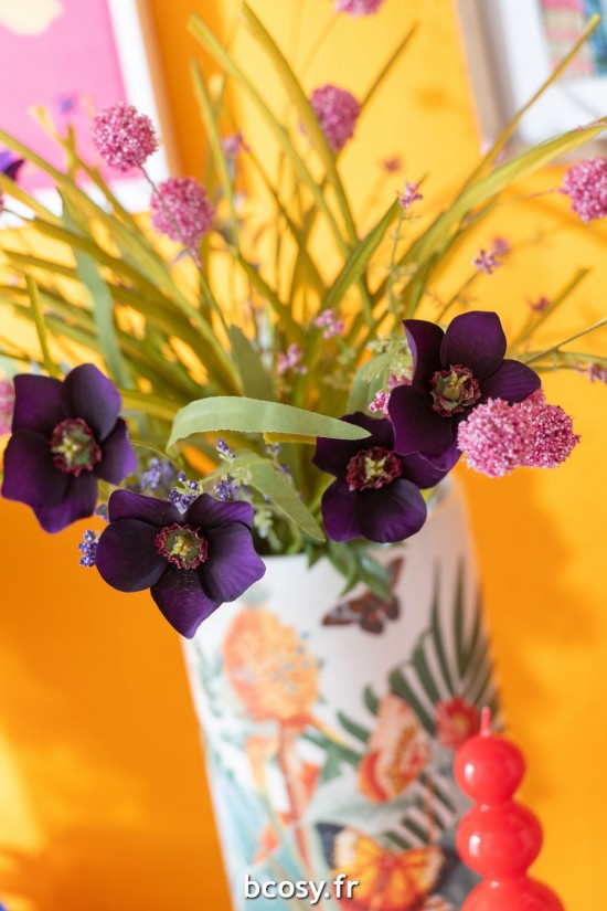 Jolipa Branche Mauve Sanicle Artificiel Rose.