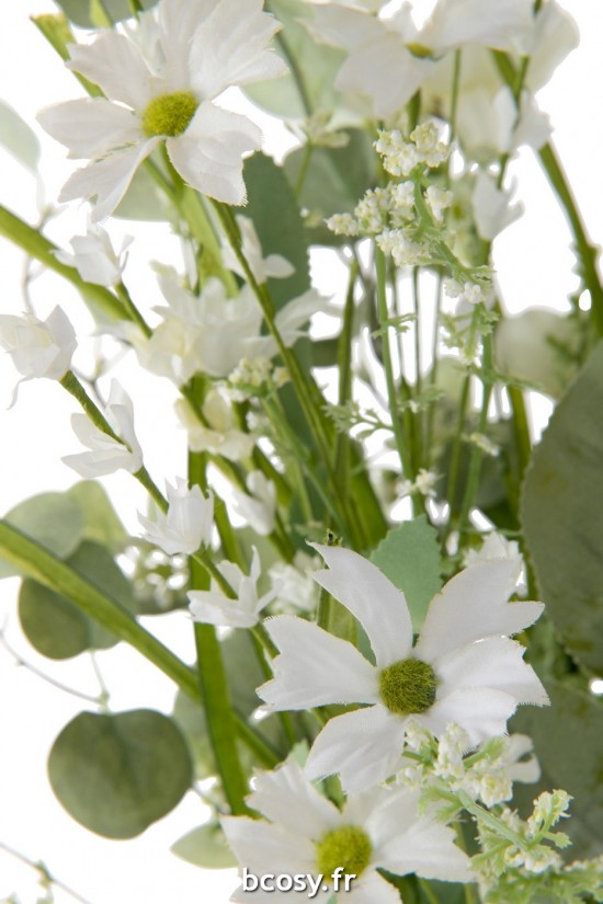 Jolipa Bouquet Mix Fleurs Artificiel Blanc.