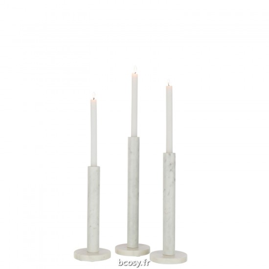 J-Line J Line chandeliers candélabres Jolipa Set 3 Photophore Marbre Blanc.