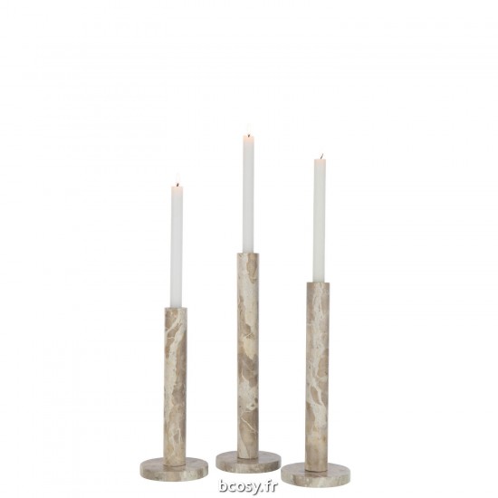 J-Line J Line chandeliers candélabres Jolipa Set 3 Photophore Marbre Beige.