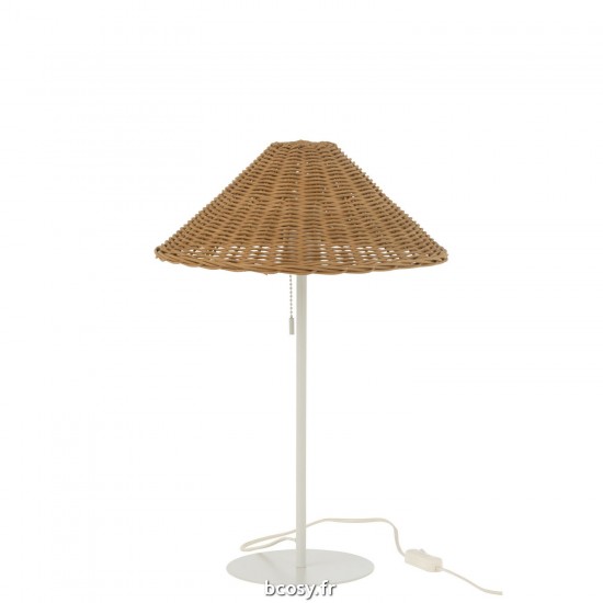 J Line Lampe Metal Rotin Blanc Naturel JLine 43938 by Jolipa 43938.