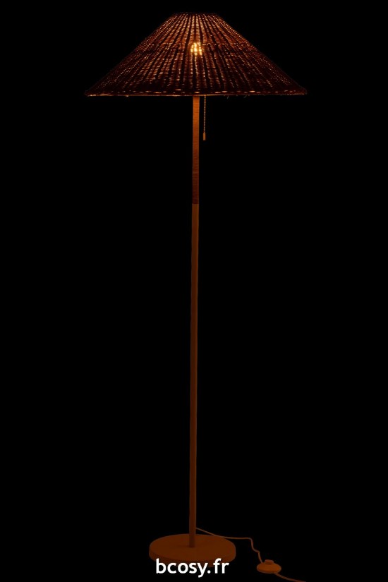 J-Line J Line Lampadaires Lampes Raides Debouts Sur Pied De Sol Jolipa Lampadaire Metal Rotin Blanc Naturel.