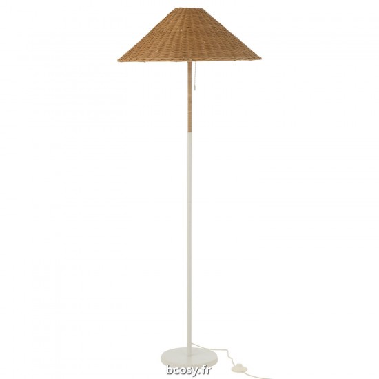 J Line Lampadaire Metal Rotin Blanc Naturel JLine 43939 by Jolipa 43939.