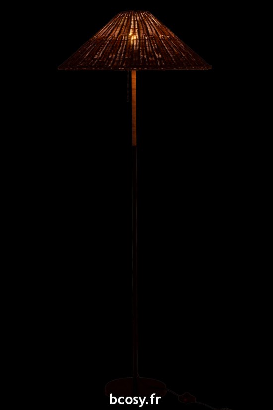J-Line J Line Lampadaires Lampes Raides Debouts Sur Pied De Sol Jolipa Lampadaire Metal Rotin Noir Naturel.