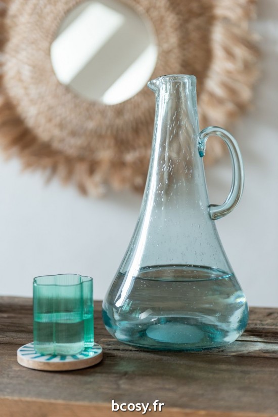 Jolipa Set 4 Sous Verre Lignes Manguier Bleu Blanc Assortiment De 2.