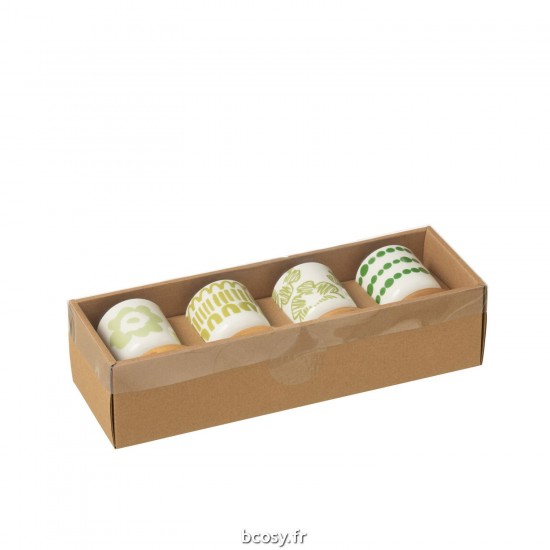 J-Line J Line tasses de cafe avec sous tasses soucoupes Jolipa Set 4 Tasses A Cafe Sous Tasse Bambou Coffret Ceramique Vert.