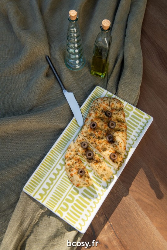 Jolipa Assiette Fleur Lignes Rectangle Ceramique Vert Assortiment De 2.