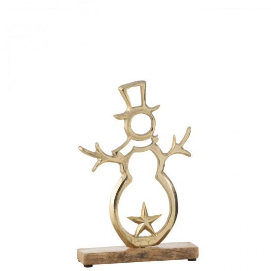 J-Line J Line bonhommes de neige noël Jolipa Bonhomme De Neige Etoile Sur Pied Aluminium Bois Or Large.