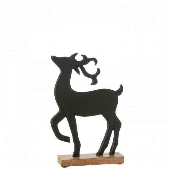 J-Line J Line animal animaux statuettes Jolipa Renne Sur Pied Aluminium Noir Large.