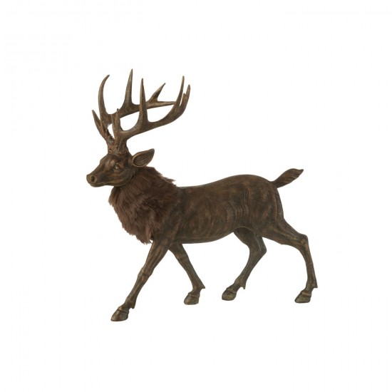 J-Line J Line animal animaux statuettes Jolipa Cerf Fourrure Resin Brun Large.