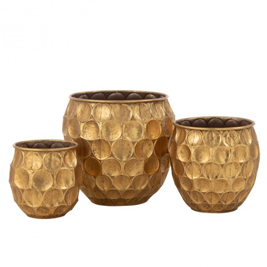 J-Line J Line cachepots de fleur Jolipa Set De 3 Pots Dalton Metal Or.