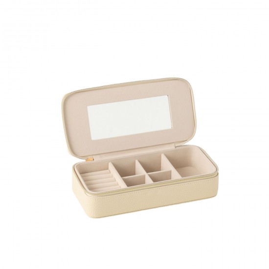 J-Line J Line Porte bijoux. Boîte à bijoux. Boîtes à bijoux Jolipa Boite A Bijoux Rectangle Miroir Cuir Artificiel Beige.