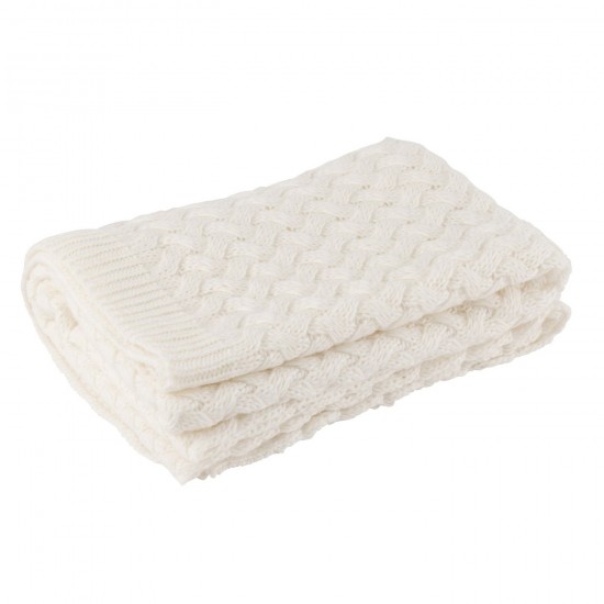 J-Line J Line Jolipa Plaid Tricoté Acrylique Blanc.