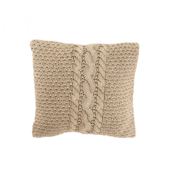 J-Line J Line coussins Jolipa Coussin Tricot Tresse Coton Beige Delave.