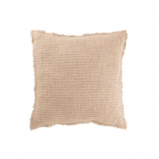 J-Line J Line coussins Jolipa Coussin Bords Effiloches Coton Polyester Beige.