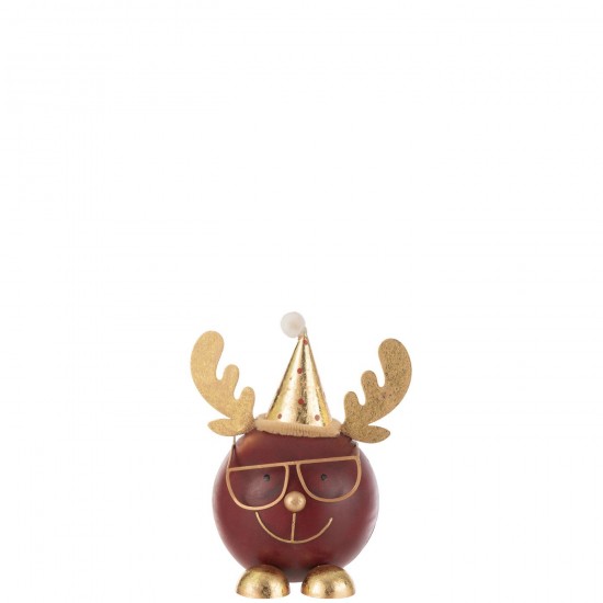 J-Line J Line fantaisie images de fantaisie Jolipa Renne Tete Ronde Lunettes Métal Rouille Doré Large.