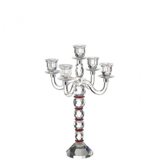 J-Line J Line chandeliers candélabres Jolipa Chandelier Annie 5 Branches Rouge Transparent.