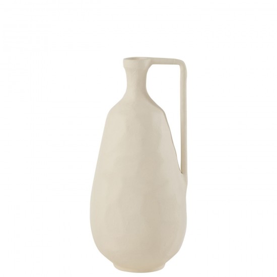 J-Line J Line amphores cruches avec 2 anses Jolipa Vase Goa Aluminium Blanc Large.