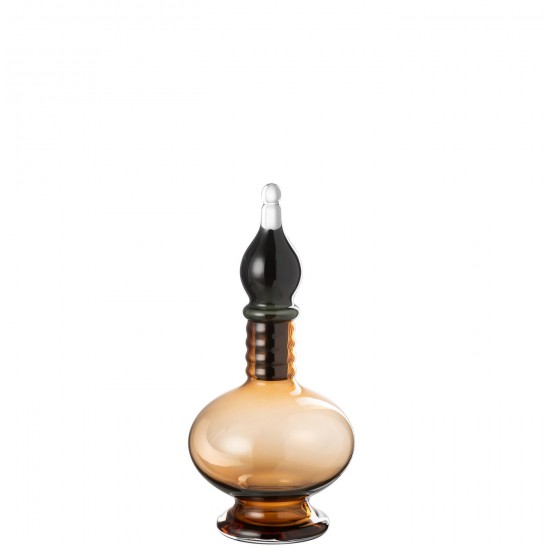 J-Line J Line bouteilles Jolipa Vase Bouchon Deco Fiole Jo Verre Marron Small.