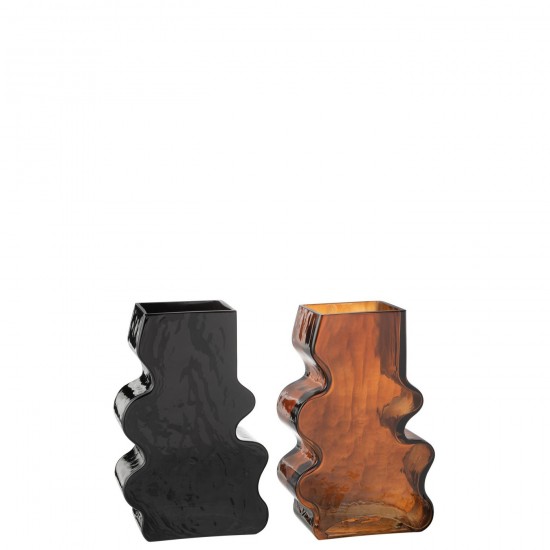 J-Line J Line vases Jolipa Vase Irregulier Verre Camel Marron Fonce Large Assortiment De 2.