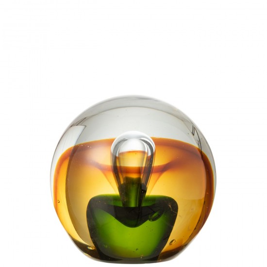 J-Line J Line presse papiers Jolipa Presse Papier Goutte Verre Ambre Vert Large.