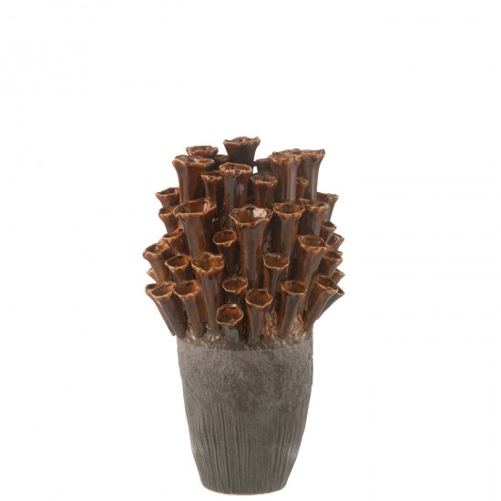 J-Line J Line Grands vases Grand vase Vases hauts Vase haut. Jolipa Vase Anemone Porcelaine Marron Gris Large.