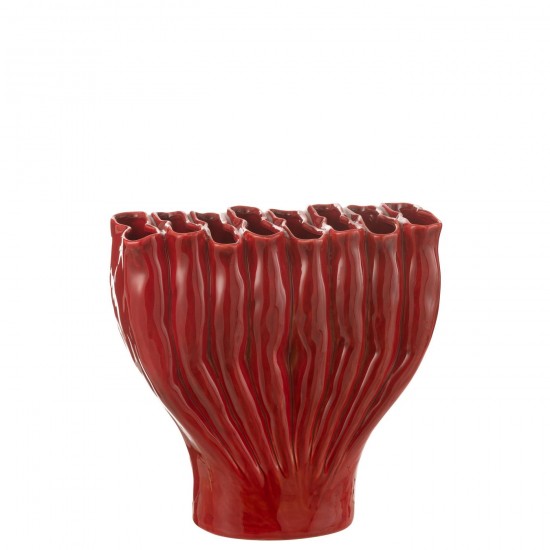 J-Line J Line Grands vases Grand vase Vases hauts Vase haut. Jolipa Vase Multi Tubes Large Porcelaine Rouge.