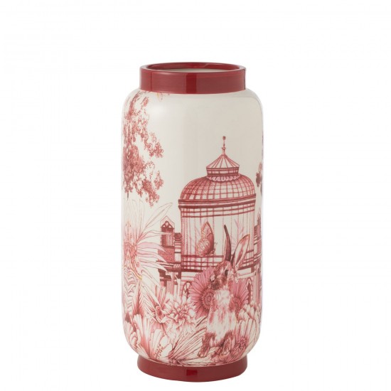 J-Line J Line Grands vases Grand vase Vases hauts Vase haut. Jolipa Vase Moriko Porcelaine Rouge Blanc.