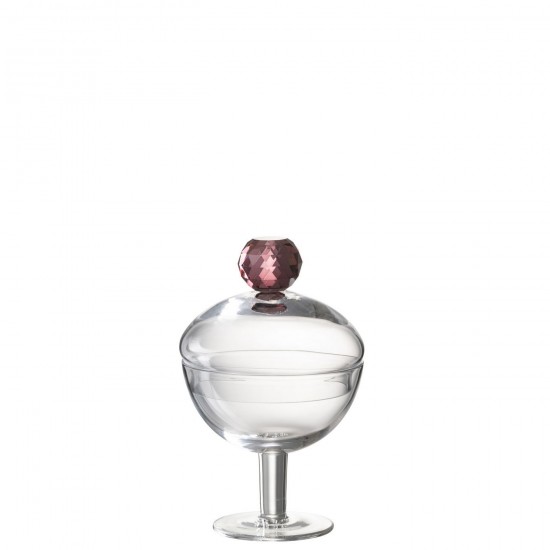 J-Line J Line pots a de provision Jolipa Pot A Provision Diamond Cristal Verre Transparent Rose Small.