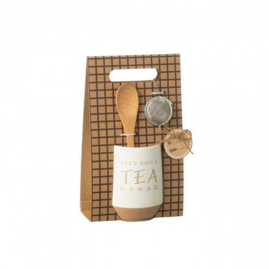 J-Line J Line tasses de cafe Jolipa Tasse A The Cuillere Boule A The Ceramique Blanc.