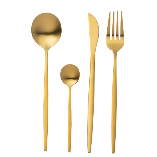 J-Line J Line couverts Jolipa Box Couverts A 24 Pieces Acier Inoxydable Mat Or.