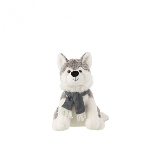 J-Line J Line animal animaux statuettes Jolipa Husky Echarpe Peluche Polyester Gris Large.