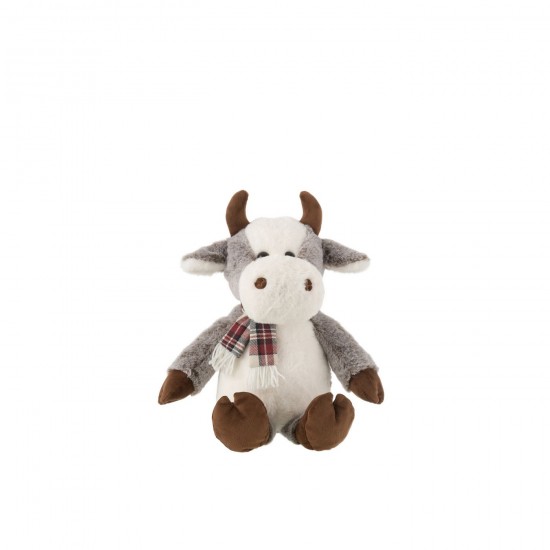 J-Line J Line animal animaux statuettes Jolipa Vache Echarpe Peluche Polyester Mix Large.