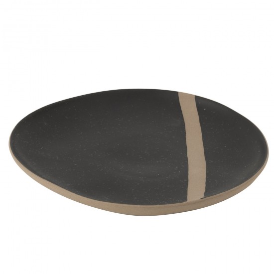 J-Line J Line pancartes Jolipa Assiette Ceramique Noir Taupe Large.