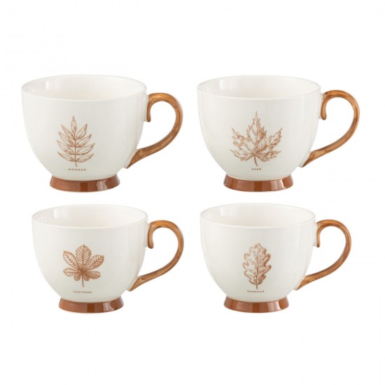 J-Line J Line tasses de cafe Jolipa Boite 2 Mug Feuille Boite Cadeau Ceramique Marron Assortiment De 2.