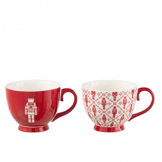 J-Line J Line tasses de cafe Jolipa Boite 2 Mug Casse Noisette Boite Cadeau Ceramique Rouge.