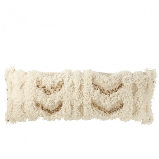 J-Line J Line coussins Jolipa Coussin Rectangle Flèches Sequin Laine Coton Crème Or.