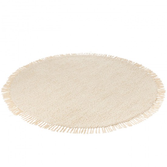 J-Line J Line tapis moquettes Jolipa Tapis Rond Franges Coton Polyester Crème.