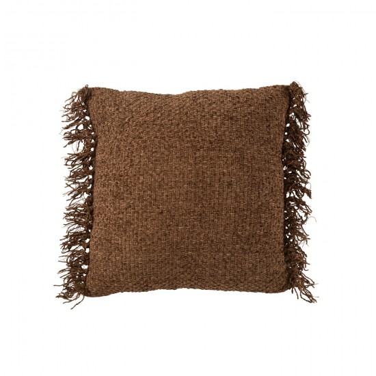 J-Line J Line coussins Jolipa Coussin Tissé Franges Viscose Coton Marron.