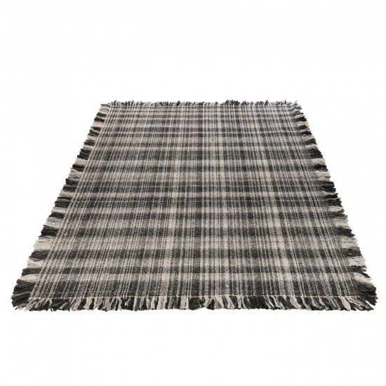 J-Line J Line tapis moquettes Jolipa Tapis Rectangle Carreaux Franges Laine Gris Noir.