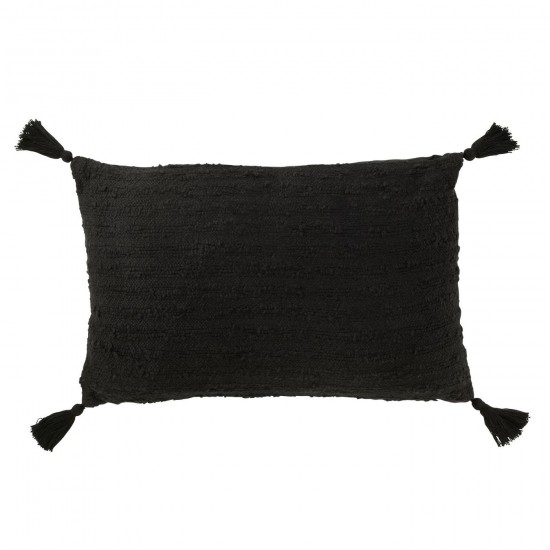 J-Line J Line coussins Jolipa Coussin Rectangle Floches Coton Noir.