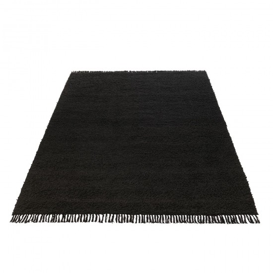 J-Line J Line tapis moquettes Jolipa Tapis Rectangle Franges Coton Polyester Noir.