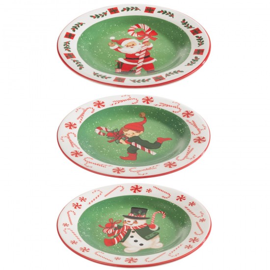 J-Line J Line pancartes Jolipa Assiette Rond Xmas Dolomie Mix Assortiment De 3.