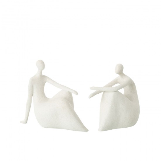 J-Line J Line Gens personnes Jolipa Set 2 Femmes Assises Moderne Resine Mat Blanc.