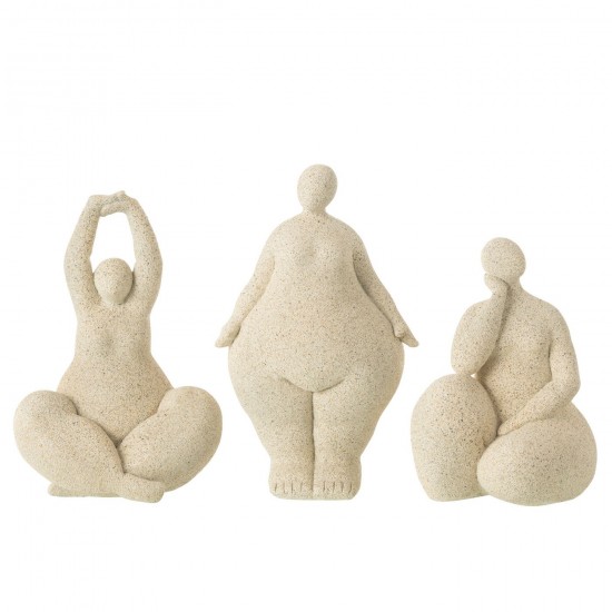 J-Line J Line femmes statuettes Jolipa Femmes Modernes Resine Beige Large Assortiment De 3.