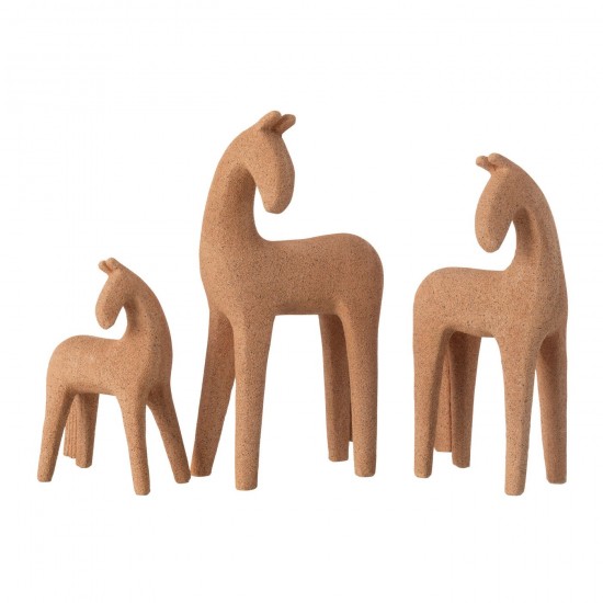 J-Line J Line animal animaux statuettes Jolipa Set 3 Chevaux Moderne Resine Terra.