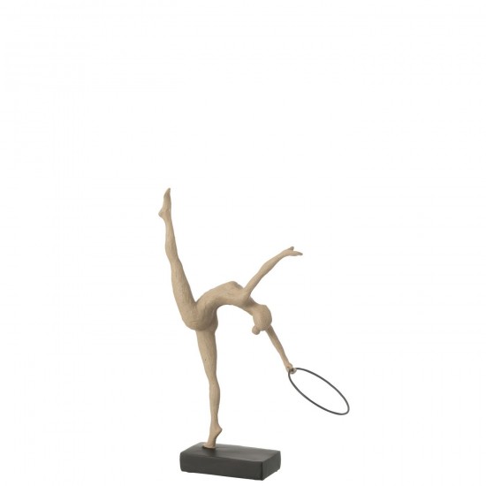 J-Line J Line Gens personnes Jolipa Gymnaste Cerceau Sur Socle Resine Beige Noir.