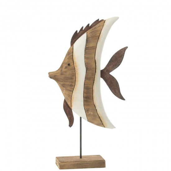 J-Line J Line poissons sur base statuettes Jolipa Poisson Ligne Sur Pied Bois De Paulownia Large.