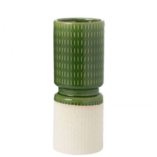 J-Line J Line vases Jolipa Vase Reya Rond Porcelaine Blanc Vert Large.