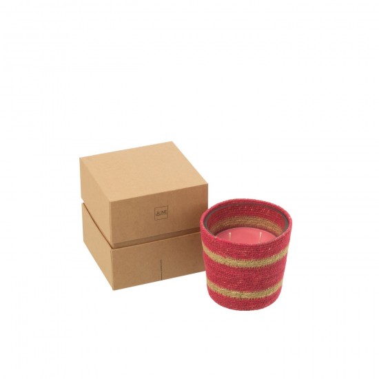 J-Line J Line bougies parfumées Jolipa Bougie Parfumee Panier Cire Fuchsia Small 45Heures.